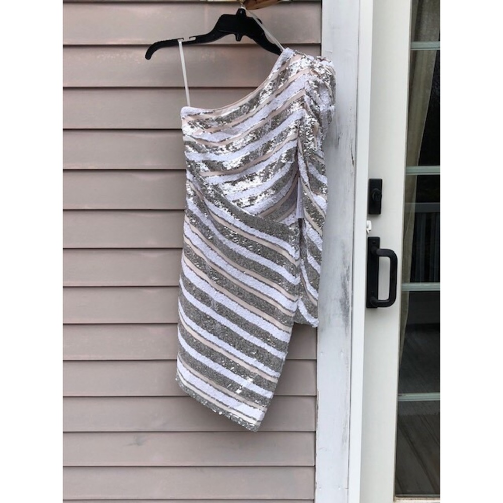 RYSE Mini Dress (silver & white sequins) Size XS - Picture 1 of 2